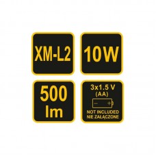 88560 VOREL Lanterna LED, 10W, 500lm, XM-L2..